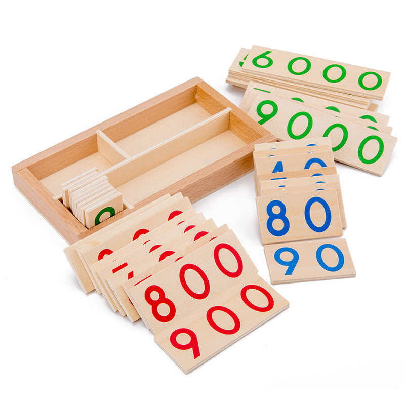 Montessori wooden number cards for home or classroom math practice